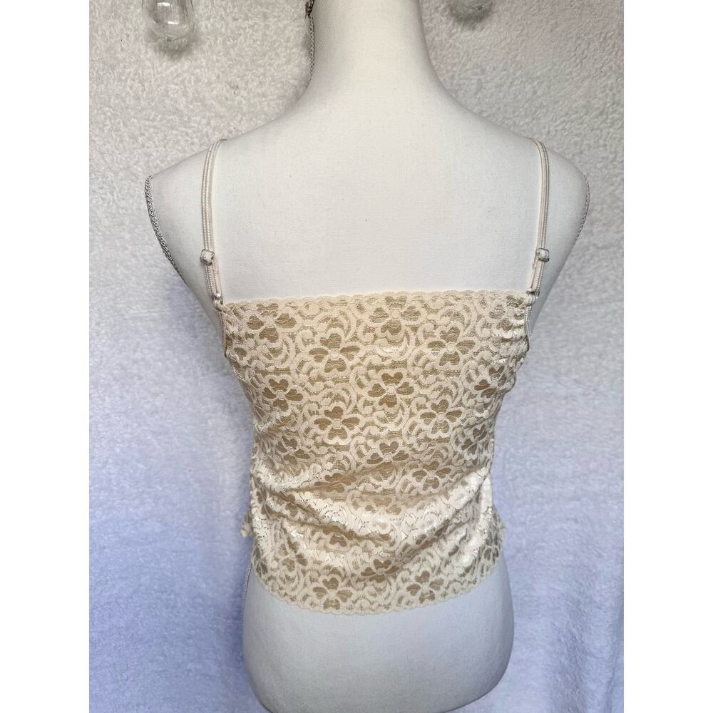 Vintage 90's Eva Cervantes Cream Nylon Lace Strappy Cropped Camisole Medium - Picture 6 of 8